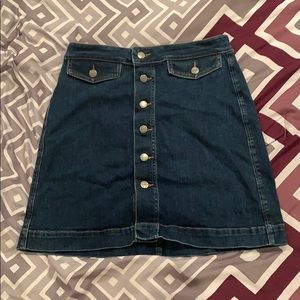 LOFT Button Front Denim Skirt